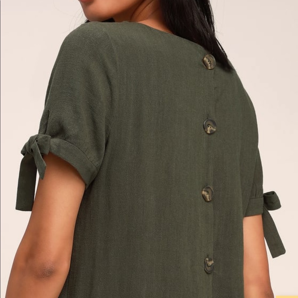 Lulus army green button back shirt dress